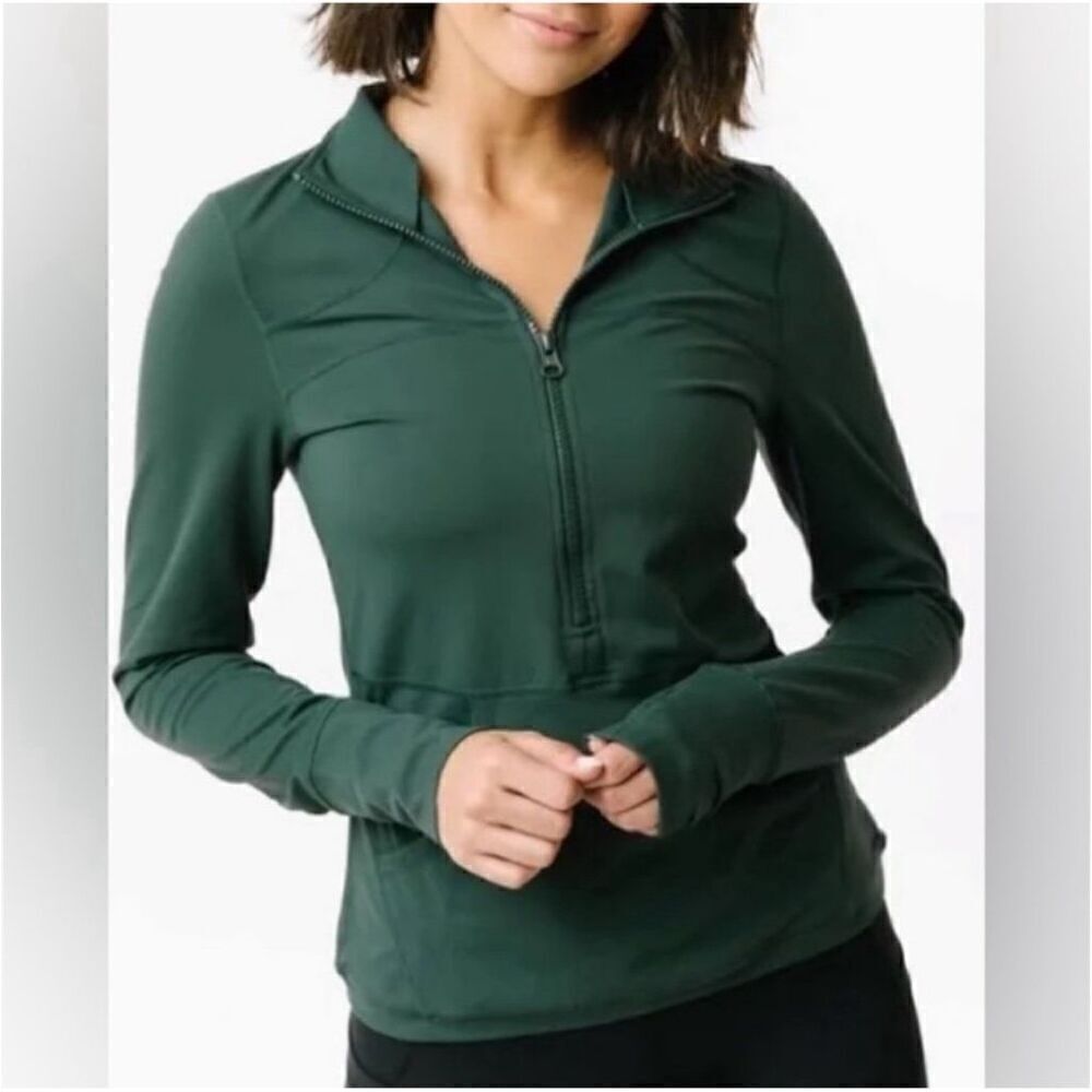 Zyia Active Pullover Womens 4XL 1/2 Zip Forest Green Athletic Top with Pocket